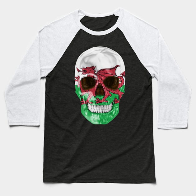 Wales Flag Skull - Gift for Welsh With Roots From Wales Baseball T-Shirt by Country Flags